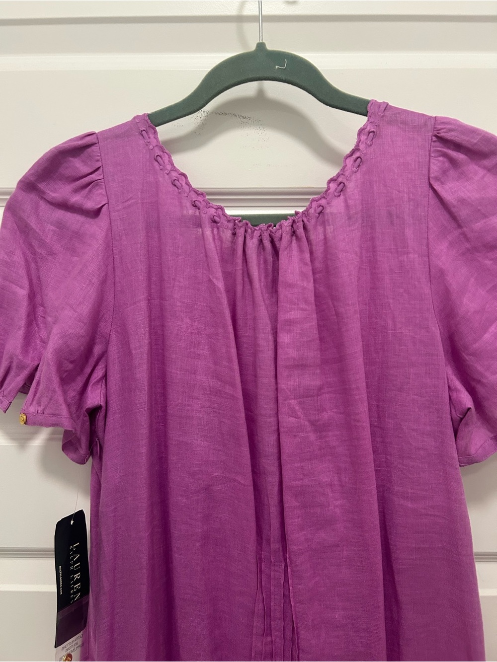 Lauren Ralph Lauren Purple100% Linen Tiered Midi Dress 16 Boho Cottagecore NWT - Picture 9 of 15
